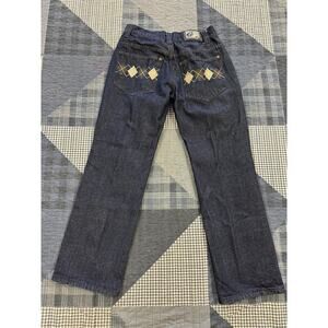Vintage 90s Y2K G-NET Skater Dark Wash Indigo Plaid‎ Pocket Jeans Mens W32 X L32